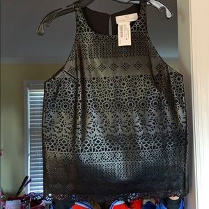 Black leather laser cut tank, new w/ tags- size M